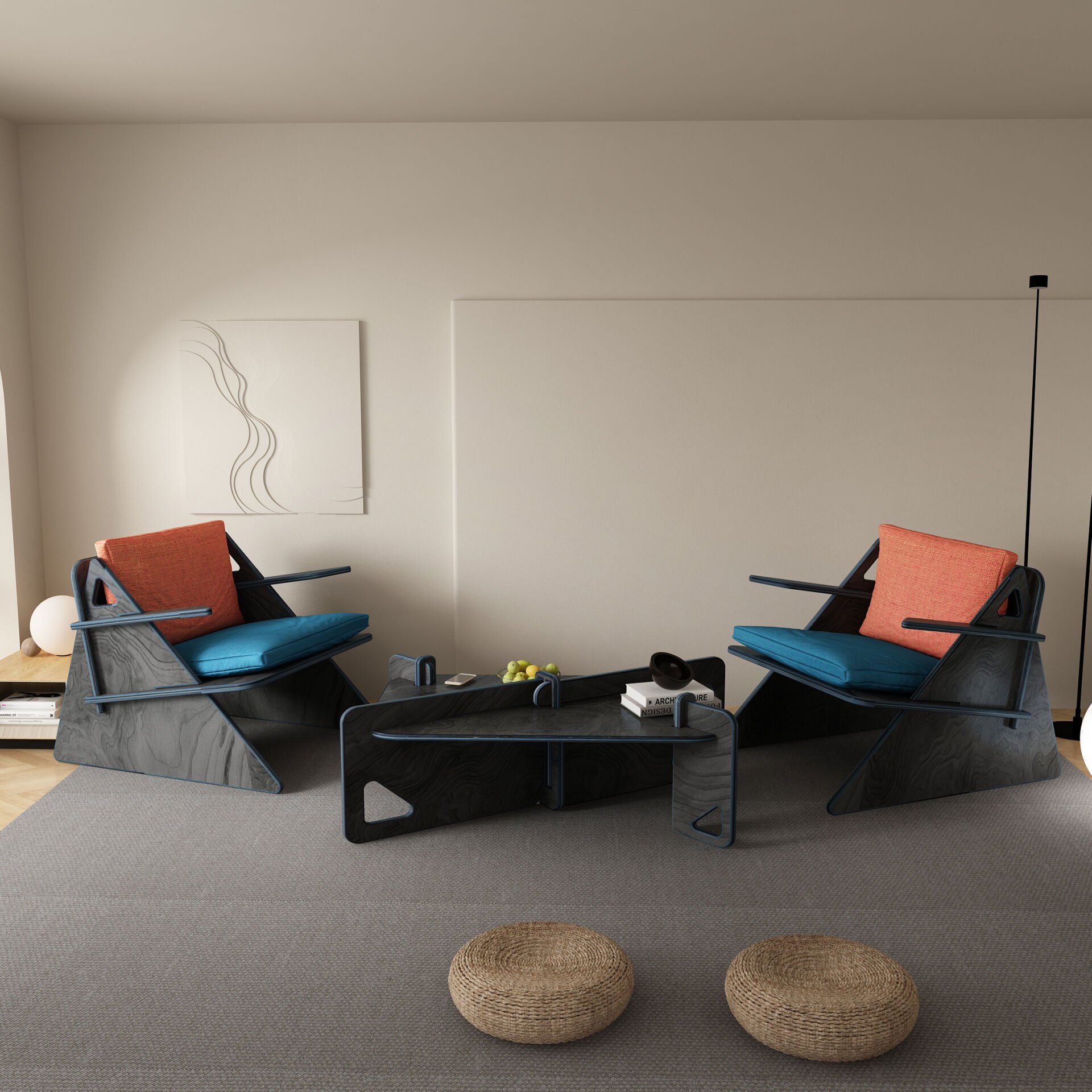 CRAFT BERJER VE ORTA SEHPA-SİYAH AHŞAP