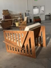 PRAKTURA-ROMA BERJER Ahşap Koltuk, Keten, Teddy, Koltuk, Kontrplak Salon, Oturma Odası, Bahçe Koltuğu