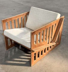 PRAKTURA-ROMA BERJER Ahşap Koltuk, Keten, Teddy, Koltuk, Kontrplak Salon, Oturma Odası, Bahçe Koltuğu