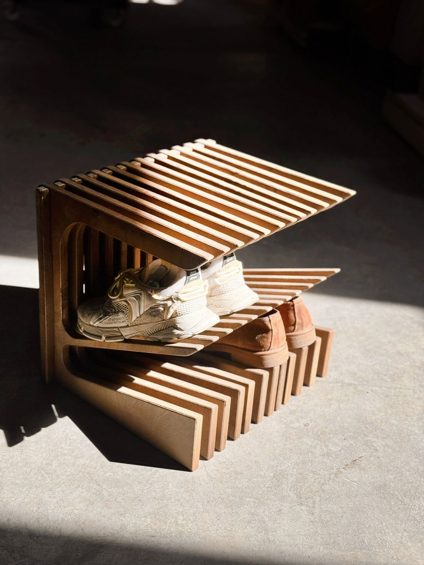 PRAKTURA SHORA AYAKKABILIK Doğal Ahşap Ayakkabılık Tabure Vestiyer İçin 4-6 Çift Ayakkabı 18 Mm Plywood Premium Dizayn