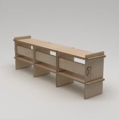 PRAKTURA-LUCIS Tv Ünitesi Salon, Oturma Odası, Modüler, Doğal Ahşap, Kontrplak, Beyaz Tv Ünitesi