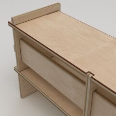 PRAKTURA-LUCIS Tv Ünitesi Salon, Oturma Odası, Modüler, Doğal Ahşap, Kontrplak, Beyaz Tv Ünitesi