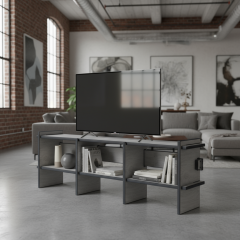 PRAKTURA-STRUCTA  Tv Ünitesi Salon, Oturma Odası, Modüler, Doğal, Ahşap, Kontrplak, Beyaz Tv Ünitesi