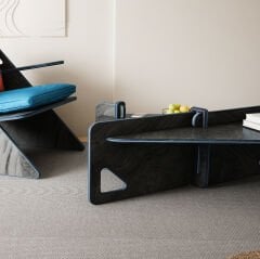 PRAKTURA CRAFT ORTA SEHPA  DOĞAL AHŞAP KONTRPLAK SİYAH RENK. BLACK COFFEE DESK