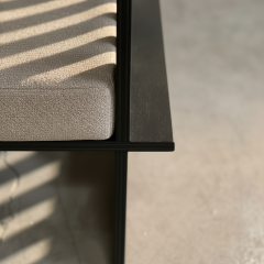 PRAKTURA-ROMA AHŞAP SİYAH BERJER Siyah Kontrplak Geçme Sistem Modern Koltuk – Vizon Keten Minderli Dış Mekân Dayanıklı