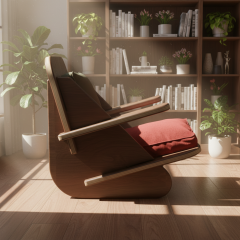 PRAKTURAA-STYLISH Doğal Ceviz Ahşap Kontrplak Berjer-Tekli Koltuk